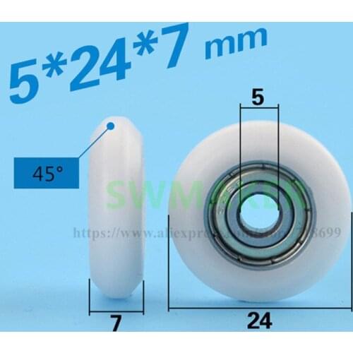 5*24*7mm spherical cam, bearing roller, nylon POM injection plastic pulley bearing for Door and window