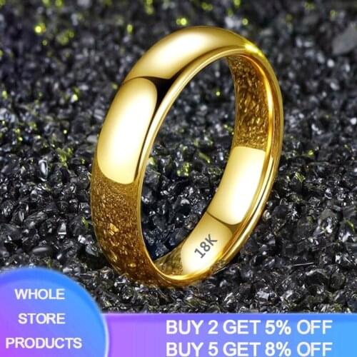 YANHUI Simple Round 4mm Never Fade Original Solid Stainless Steel Ring 18K Gold Gloss Wedding Band For Women And Men Couple Gift