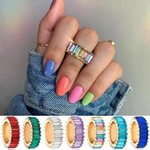 Trendy Crystal Round Wedding Party Engagement Ring for Women Fashion Jewelry Gold Ring Set Anniversary Gift Bague Femme Gothic