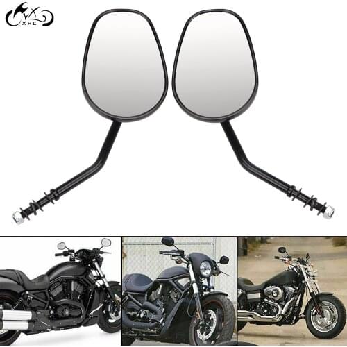 Motorcycle Gloss Black Aluminum Rear View Mirrors For Harley Dyna Fat Bob FXDF Electra Glide FLHT Road King Sportster 883 1200