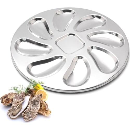 Stainless Steel Oysters Dinner Plate Slots Clam Oyster Serving Grilling Pan Restaurant Grill Steel Oyster Plate Oyster Plate