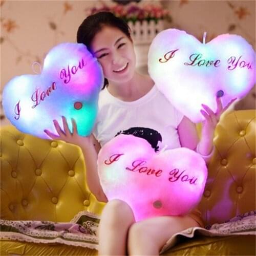 Plush Luminous Toy Led Flashing Childrens Colorful Pillow Creative Luminous Love Pillow Valentines Day Gift Girl Sleep Toy