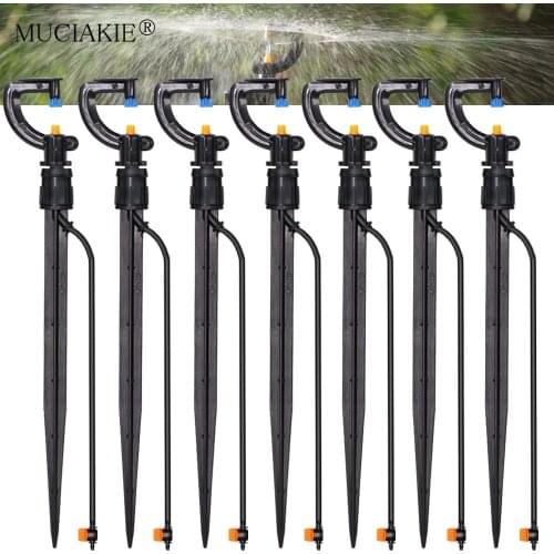 360 Degrees Refraction Sprayer Sprinklers Gardens Watering Assembly Nozzle on Stake 4/7mm Hose Kit Plants Greenhouse Irrigation