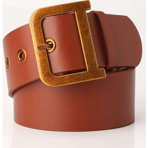 Luxury belt with black metal buckle wide leather female waist belts white brown ladies corset dress belts QZ0110