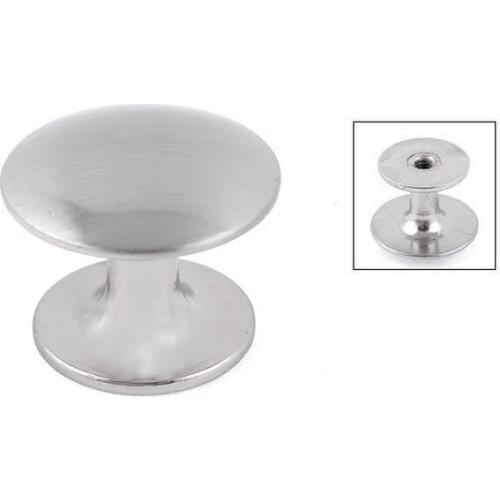 Closet Cabinet 0.9" Diameter Door Round Knob Metal Pull Handle Silver Tone 5 PCS