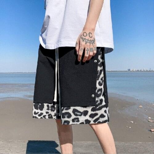 Summer Mens Shorts Wildness Style Male Leopard Shorts Travel Beach Board Shorts Outdoor Street Unique Loose Men Black Sweatpants