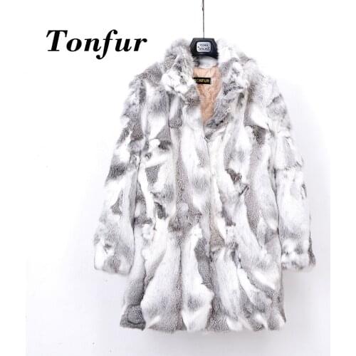 2019 New Arrival Standard Collar Office Lady Customize Made Plus Size Real Whole Rabbit Fur Coat Female Jacket TBSR257