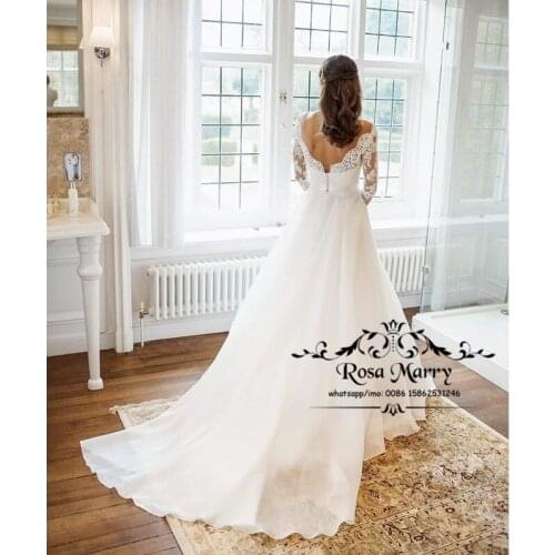 Modest Long Sleeves Backless Wedding Dresses 2021 A Line Vintage Lace Country Beach Greek Boho Style Cheap Vestido De Novia