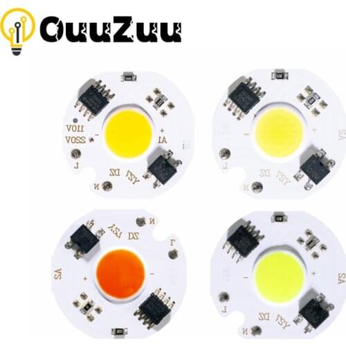 OuuZuu Mini COB LED Chip Light 220V LED COB Chip Y27 3W 5W 7W 12W Round Diode Lamp for Spotlight Not Need Driver DIY Floodlight