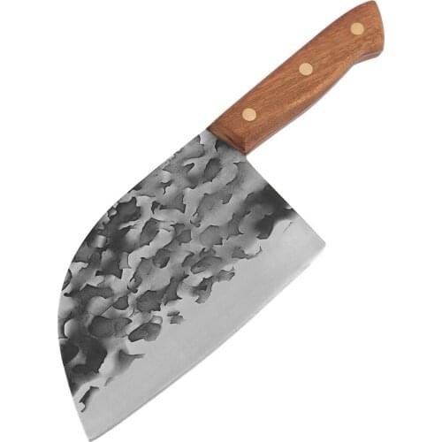 Xyj 7" Inch 3Cr13 Stainless Steel Butcher Knife Hammered Sanding Blade Ultra Sharp Slicing Cleaver Kitchen Chefs Knife Chopper