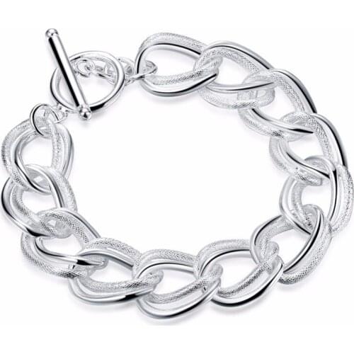 KN-H290 Free Shipping Silver Plated Fine Jewellery Wholesale Silver Charms 925 Fashion Jewelry Flash Twist Double TO Bracelets