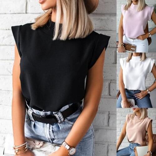 Women Blouse New 2021 Casual Summer Solid Color Stand Collar Short Sleeve Slim T-shirt Blouse Elegant Slim Tops блузка женская