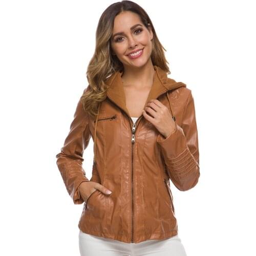 2020 New European And American Long-Sleeved Womens Leather Jackets Leather Womens Short Leather Jacket Motorcycle Clothing