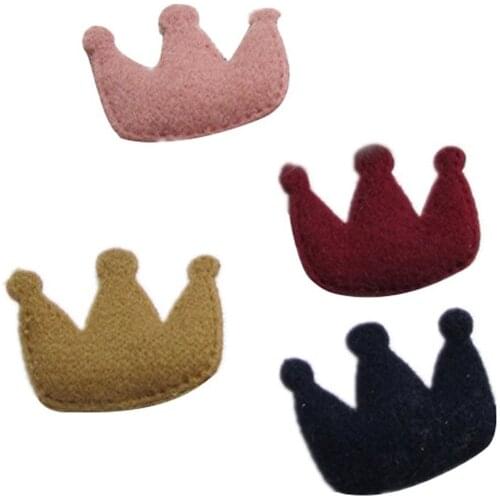 10-100Pcs Color Flannelette Crown Padded Patches Appliqued DIY Craft Supplies Kids Hair Pin Clip Accessorie Embossing Ornaments