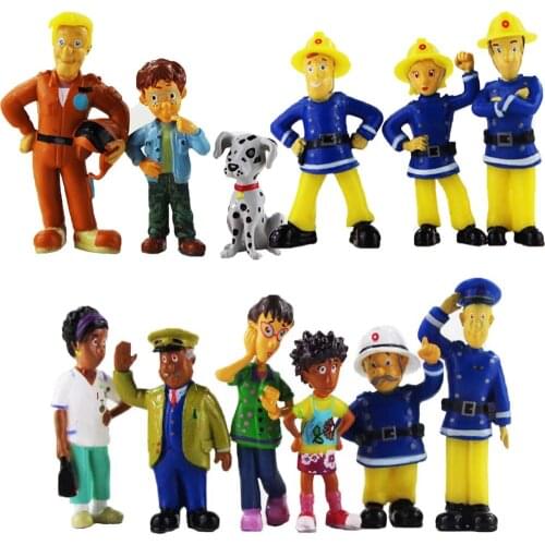 12Pcs/Set Cartoon Movie Fireman Sam Action Figure Toys Kids 3-6cm Cute Model Dolls Boys Girls Birthday Gifts