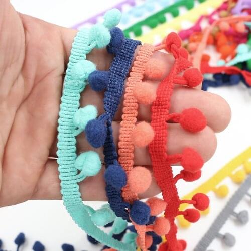 20 Yards Pom Pom Trim Fringe Ribbon 10mm/12mm Pompom DIY Craft Sewing Accessory for Home Curtain Clothes Pillow Decoration