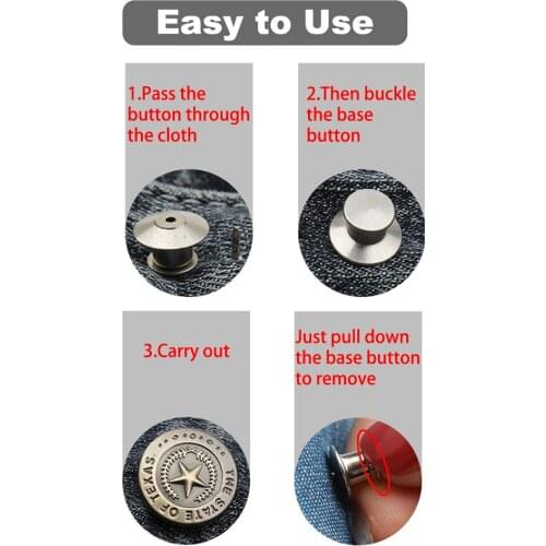 5/10PCS Detachable Retro Metal Buttons Snap Fastener Pants Pin for Jeans Retractable Button Sewing-Free Perfect Fit Reduce Waist