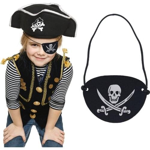 6Pcs Pirate Eye Patches Felt One Eye Skeleton Captain Eye Patches Masks for Halloween Christmas Pirate Theme Party Prop Supplies