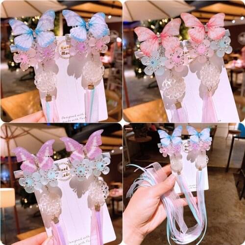 Chinese Style Girls Hair Accessories Childrens Bow Headdress Tassel Hairpin Hair Clip Girl Costume Hanfu Ancient Style Hairpin