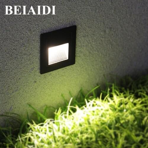 BEIAIDI 3W Waterproof LED Corner Lamp Footlight Embedded Wall Lights Step Light Outdoor Recessed Wall Stair Lamp For Home Hotel