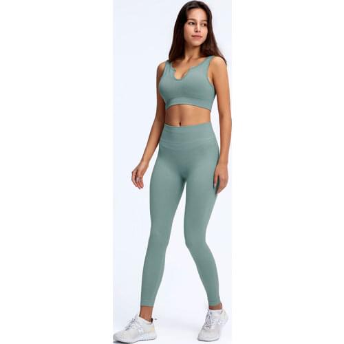 2PCS Seamless U Neck & Square Neck Yoga Set Running Fitness Sport Gym Suit Workout Clothes For Women Sportwear Women Set Legging