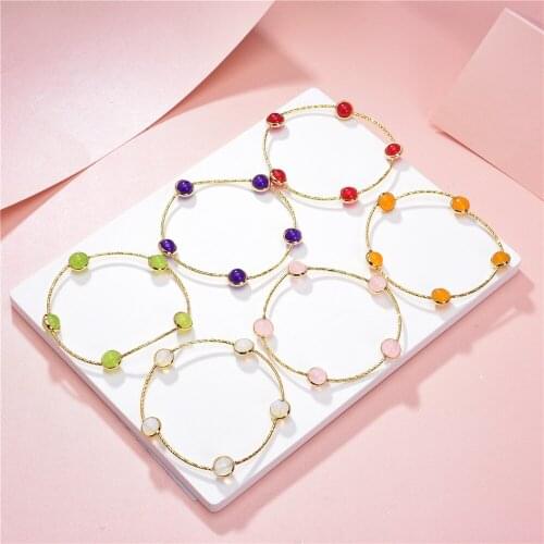 Bracelet String Handmade Bracelets for Women Natural Stone Beads Strand Elastic Rope Bangle Wristband Gifts Yoga Jewelry B384