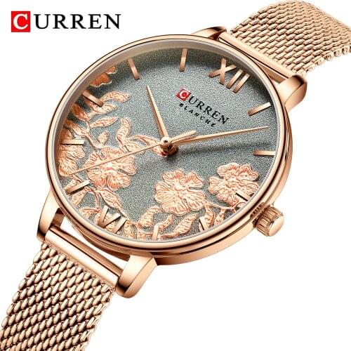 CURREN Fashion Women Luxury Brand Watch Rose Gold Steel Strap Quartz Lady Waterproof Wristwatch Ladies Watches reloj mujer