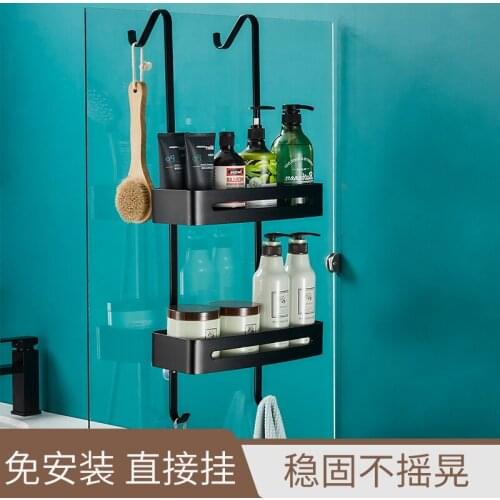 Black Hanging Bath Shelves Bathroom Shelf Organizer Nail-free Shampoo Holder Storage Shelf Rack Bathroom Basket Holder