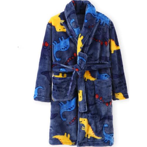 Kids Bath Robe Cartoon Winter Sleepwear Boys And Girls Nightgown Flannel Warm Homewear Bathrobe 4-18Y Children Pajamas