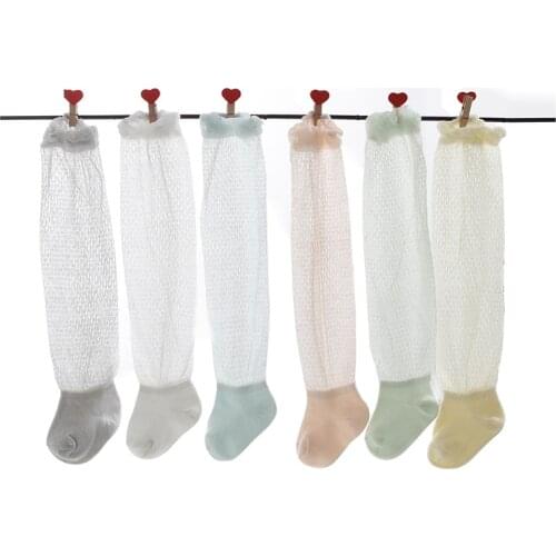 Baby Girl Socks Toddler Baby Bow Cotton Summer Mesh Baby Knee Socks Newborn Infant Non-slip Long Anti-mosquito Soft Socks 0-3Y