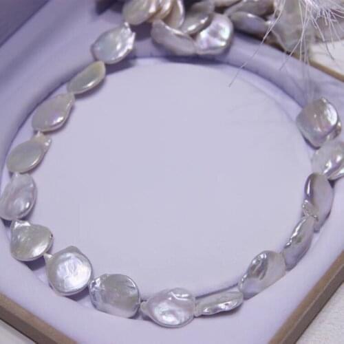 Hot New 20mm Super Big Size Button Shape Loose Pearl Necklace Real Pearl Strand String 38cm Long DIY Jewelry Necklace/Bracelet