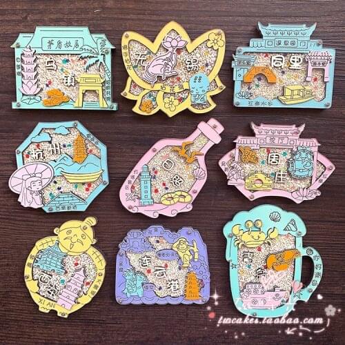 Chinese tourist city refrigerator pasted on Suzhou Zhenjiang Wuxi Yantai Qingdao Lianyungang Weifang Chengdu wooden luminous