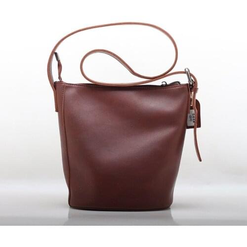 Classic Vintage Soft Genuine Leather Handbags For Women Casual Shoulder Crossbody Bag Female Cowhide Big Capacity Bucket Purses