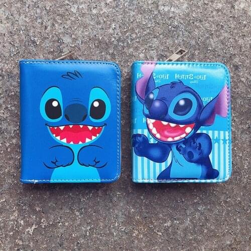 Disney Stitch Cartoon Coin Purse Female New Stitch Anime Cute Student Children Male Short PU Wallet