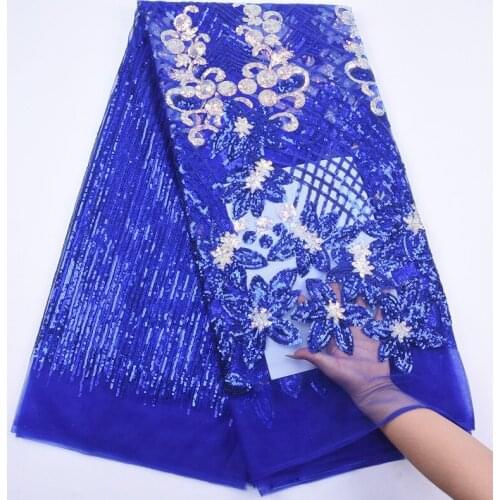 SJD LACE High Quality Sequin French Lace Fabric Milk Silk African Lace Fabric Tulle Nigerian Fabric For Women Party Dress A2074