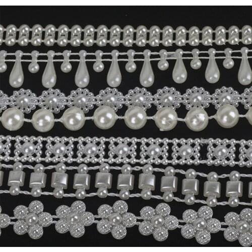 Hot 2-10m/bag Multi-size ABS Imitation Pearl Beads Chain Trim for DIY Wedding Party Decoration Sewing Findings Craft Accessories