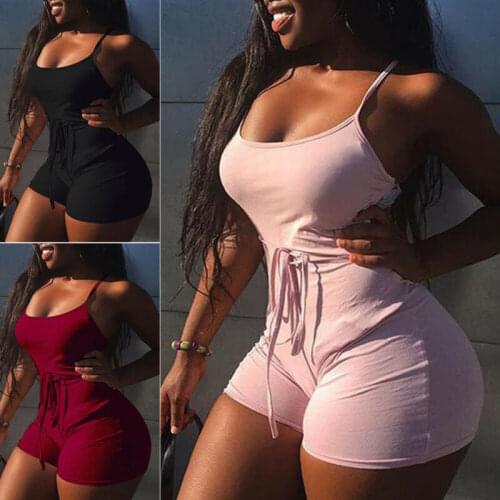 Fashion Women Yoga Casual Sleeveless Bodycon Romper Jumpsuit Club Tights Bodysuit Short Pants S-XL