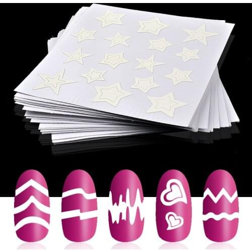 24Pcs/Set White French Manicure Strip Nail Art Form Fringe Guides Sticker Decorations Hollow DIY 3D Styling Line Tips Decals