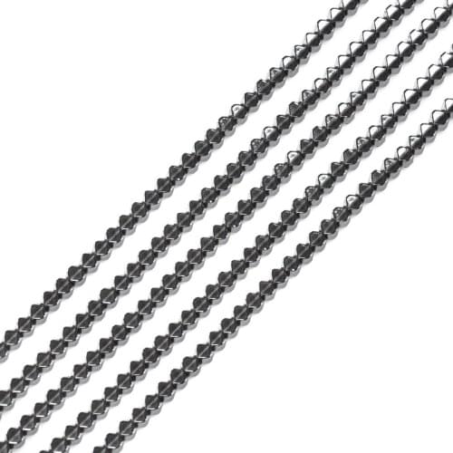 Natural Stone 3*4mm Black Hematite Beads Rhombus Hollow out strand beads for DIY Necklace Bracelet Jewelry Making Accessories