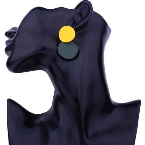 New big round leaf contrast color 5 color double circle party beautiful hypoallergenic stud earrings high quality bohem