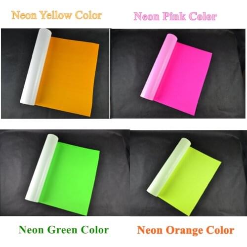 PU Flex Vinyl Paper Neon Pink/orange/yellow/green 2pcs/color PU Heat Transfer Vinyl Cuttable PU Film for T-shirts