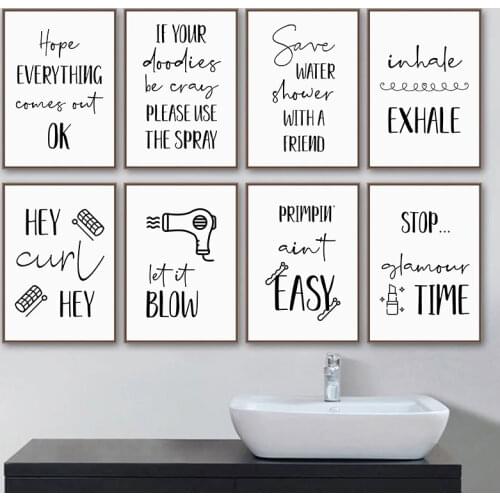 Simple Style Interesting Phrase Canvas Painting Prints Wall Decorative Posters for Bathroom Modern Toilet Art Decor Picture