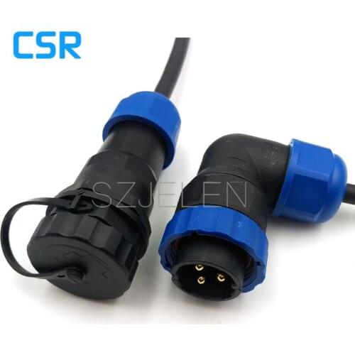 SD20TA-ZP, 90 degree elbow 4 pin waterproof connector ,IP67, industrial power cable connector, 4 pin Male and female connectors