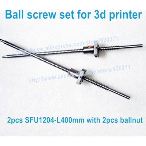 K8200/3drag Ballscrew Z-Axis RM1204 Mount 3d Printer 2pc 400mm RM1204 Ball Screw + 2pc SFU1204 ballnut One 50mm The Other 20mm