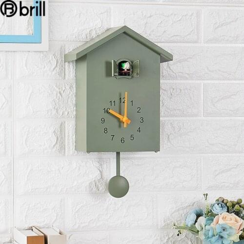 Nordic Modern Silent Wall Clock Wood Cuckoo Clock Living Room Pendulum Clocks Wall Home Decor Creative Wood Decoration Zegary