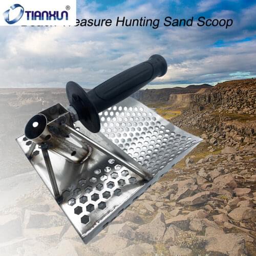 Beach Treasure Hunting Sand Scoop for Metal Detecting Stainless Steel with Hexahedron 7Mm Holes Fast Sifting Metal Detector