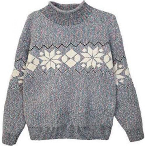 Diamond Check Sweater Womens Top Student New Loose Pullover Autumn Winter Wear Thicken Knitting Bottomed Sweater