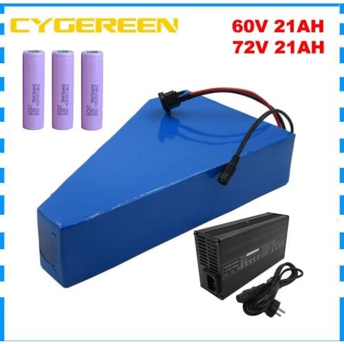 20S 3000W 72V lithium battery pack 72V 21AH triangle bateria 72 V bicycle batteries 30Q cell 50A BMS with 84V 2A Charger