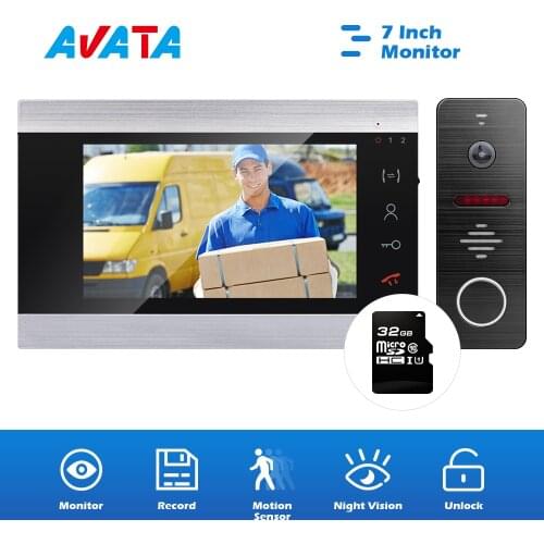 Video Intercom for Home 7 Inch Color Monitor Video Doorbell with Peephole Camera Intercoms for Apartment