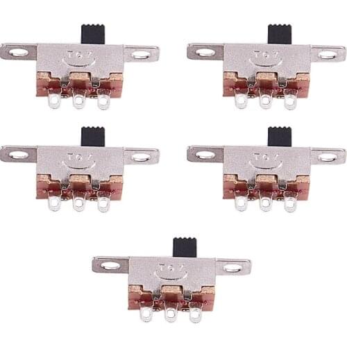 WSFS Hot 5 Pcs x On-Off 2 Position SPDT 1P2T Panel Mini Slide Switch Solder Lug SS12F15G3